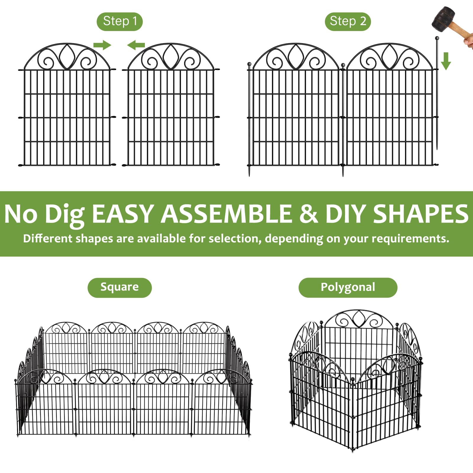 MIWEVRO no-dig tall fence weatherproof design resists rain and sun.