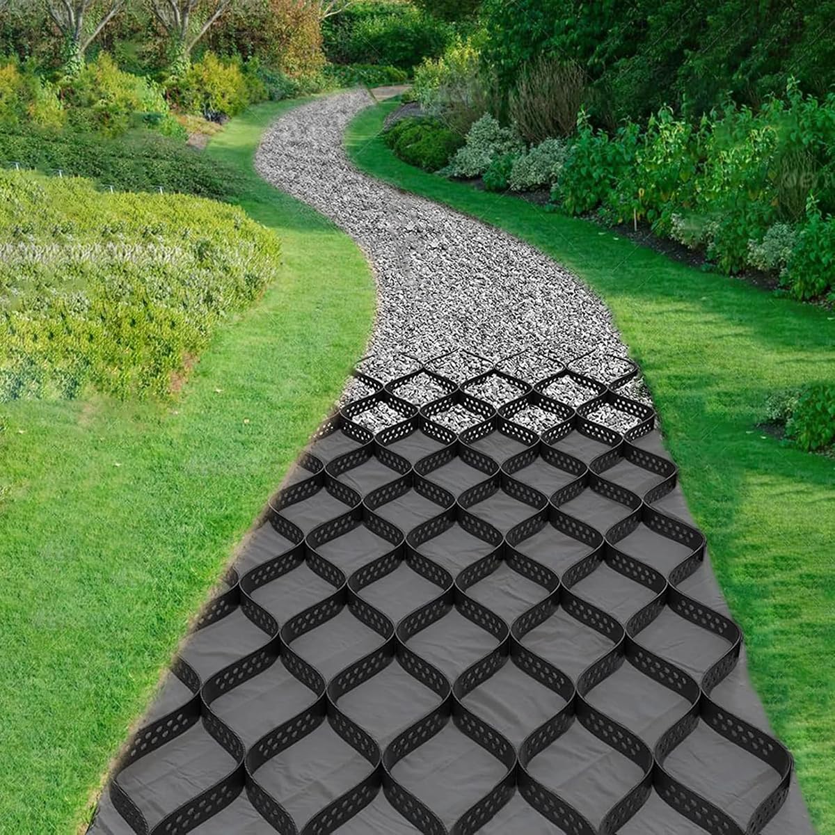 MIWOOYY ground grid on driveway stabilizing gravel surface