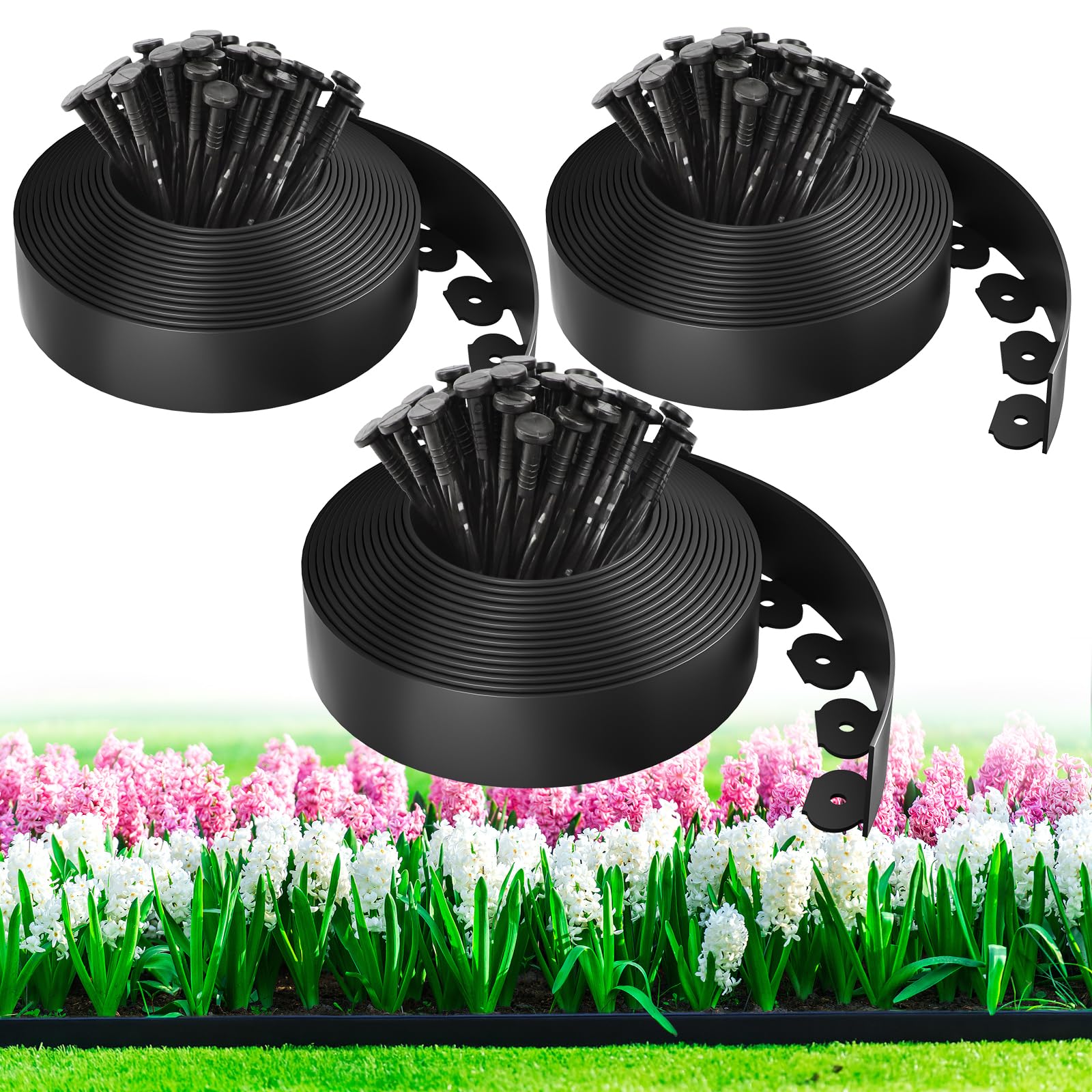 Mixc 100ft edging kit with three 33ft rolls for lawn borders.