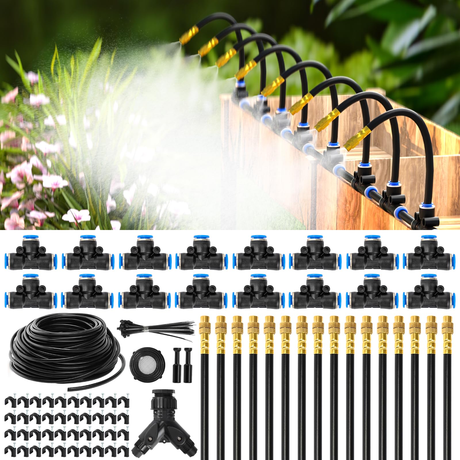 MIXC 100ft tubing layout for efficient garden irrigation across beds