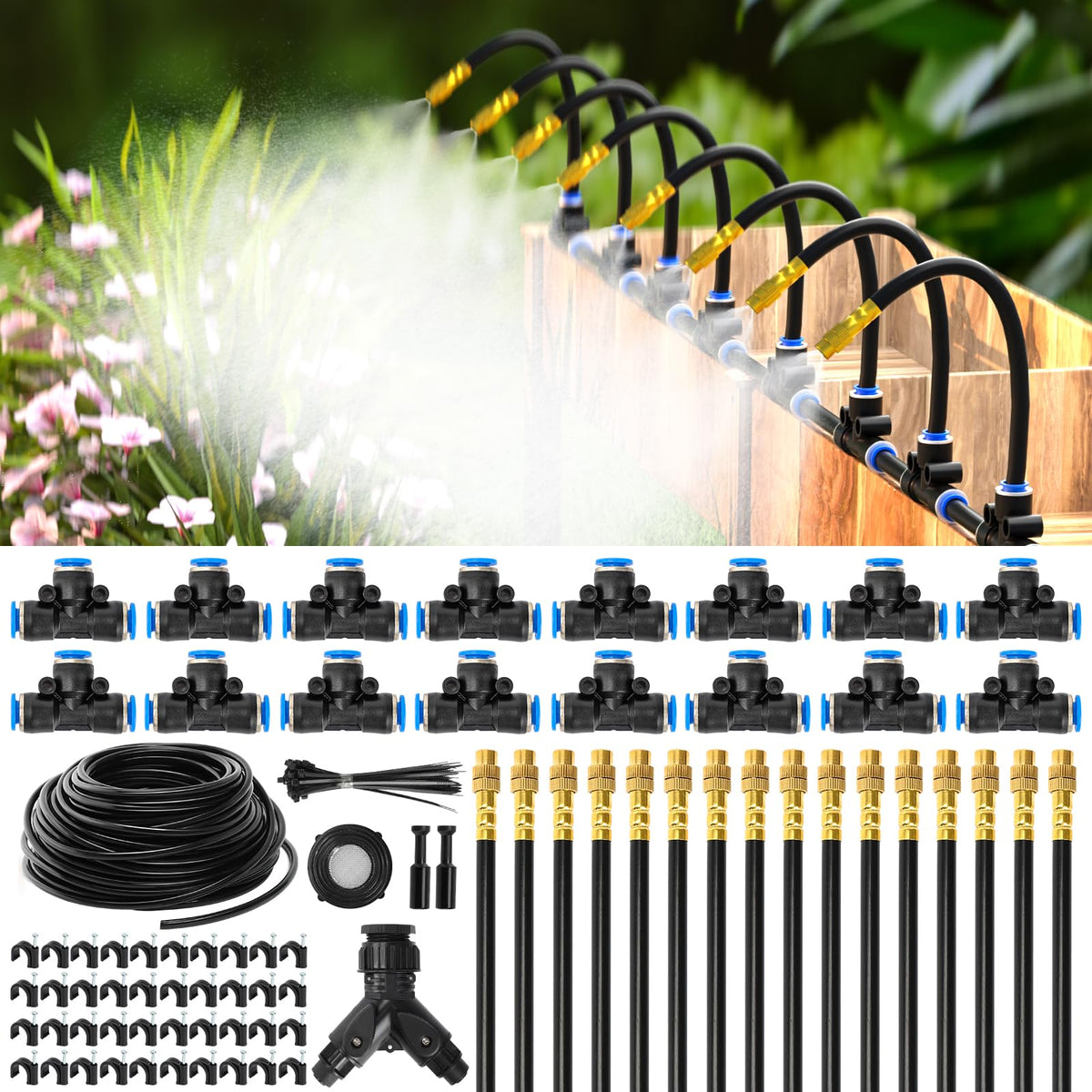 MIXC 100ft tubing layout for efficient garden irrigation across beds