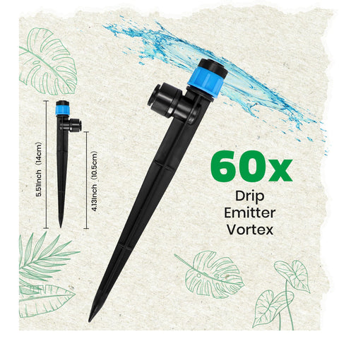 MIXC 360-degree adjustable flow emitter for customizable irrigation.