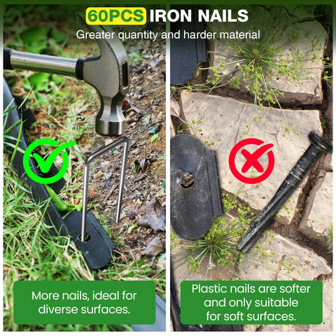 MIXC 60pc metal spikes securing edging on hard ground