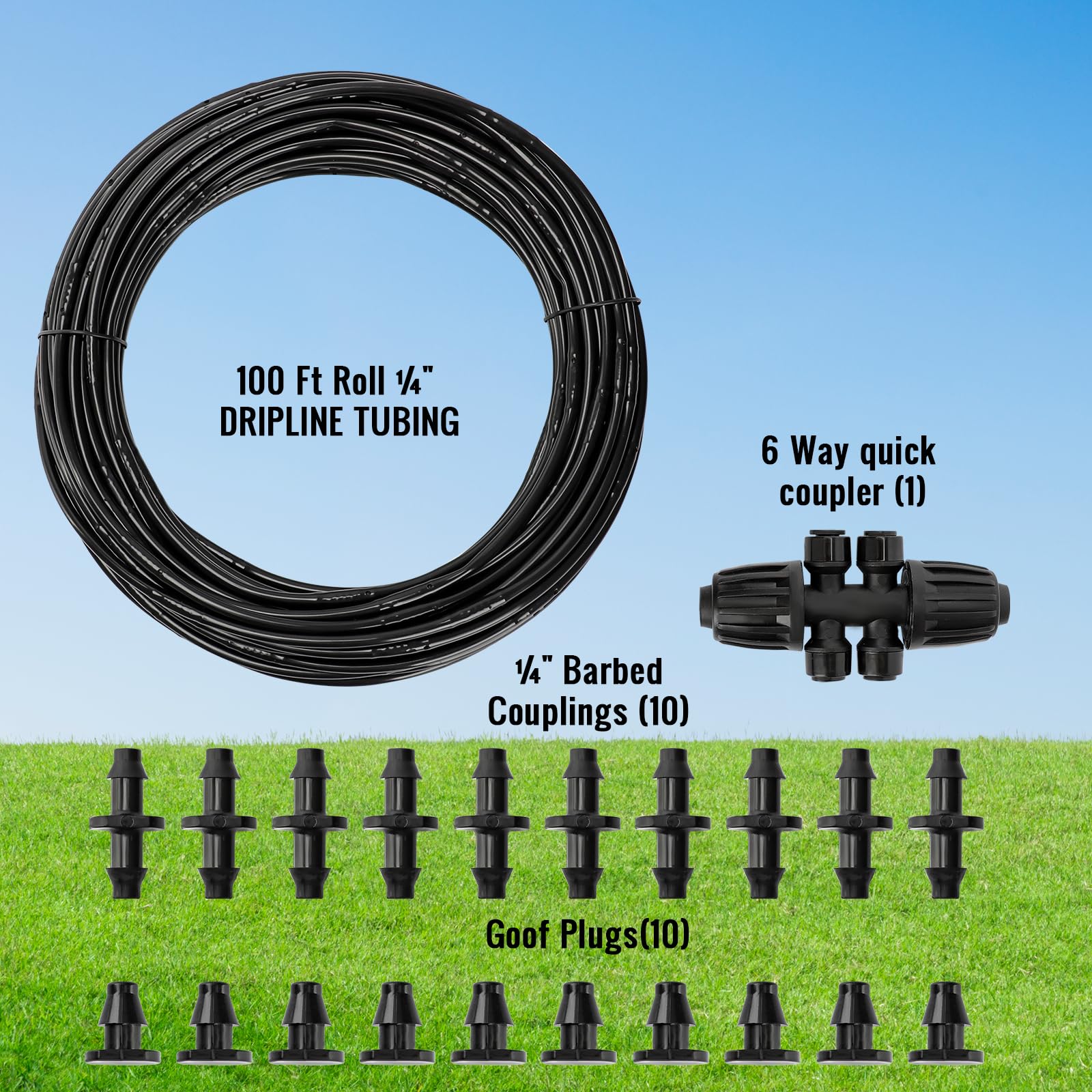 MIXC 6-inch emitter spacing promotes even moisture along rows.