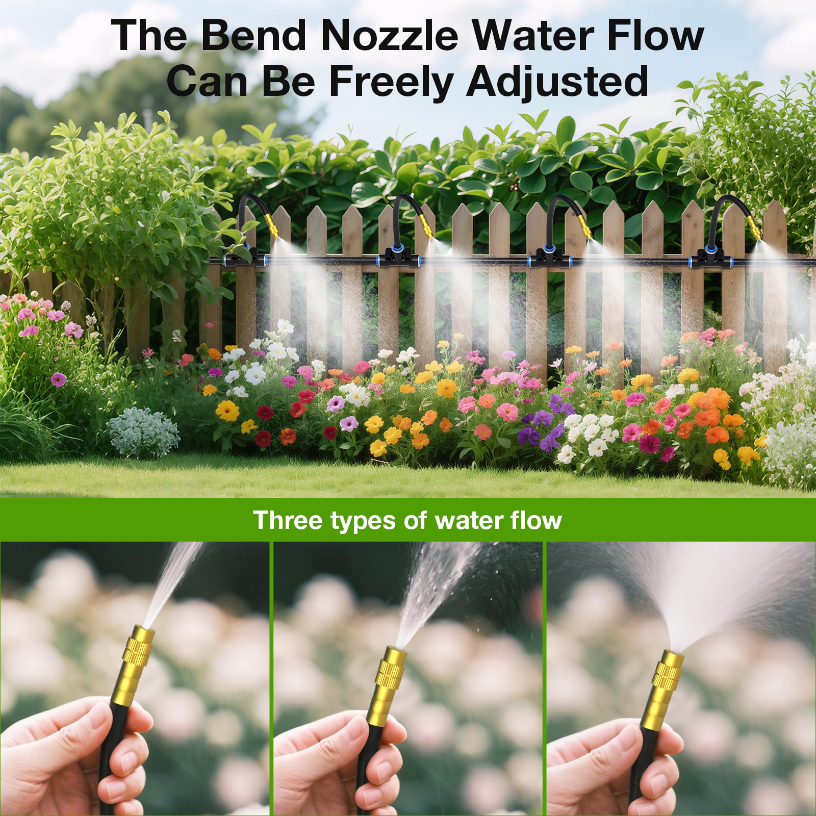 MIXC bendable emitter rods enable flexible placement in garden beds