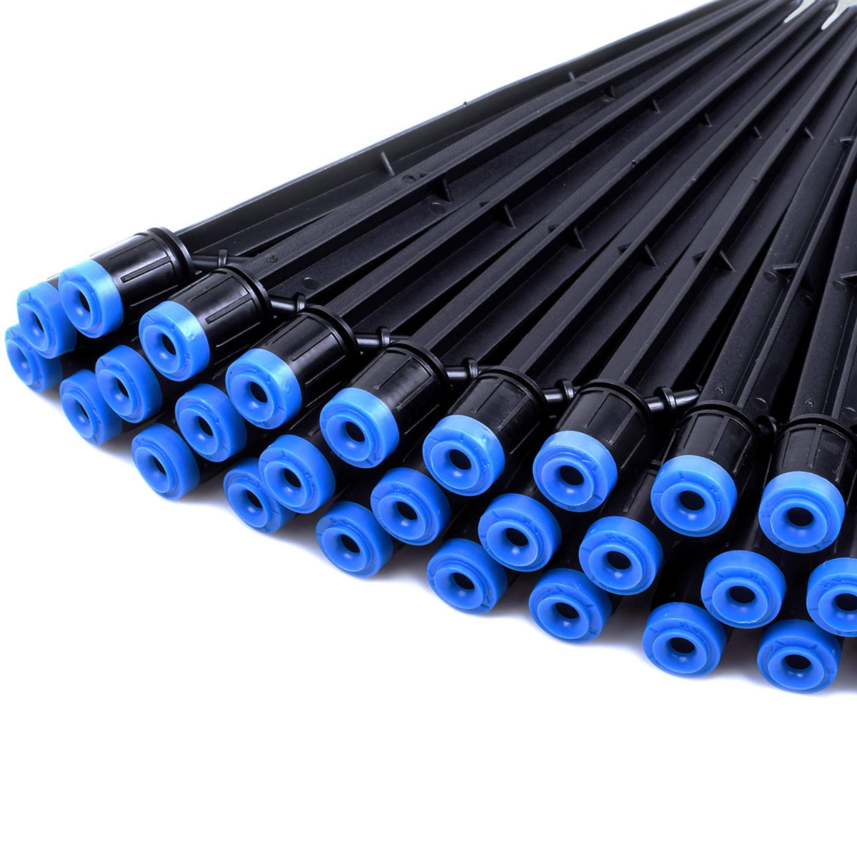 MIXC drip emitter fan-shape close-up with durable stake for reliable garden irrigation.