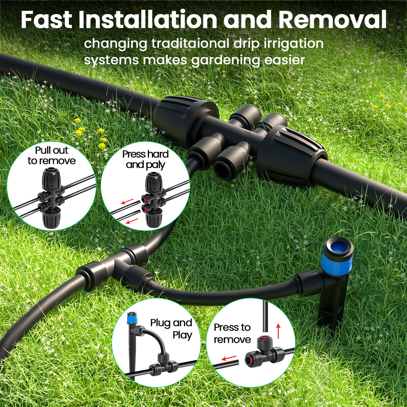 MIXC emitter streams deliver targeted water to plant roots for efficiency.