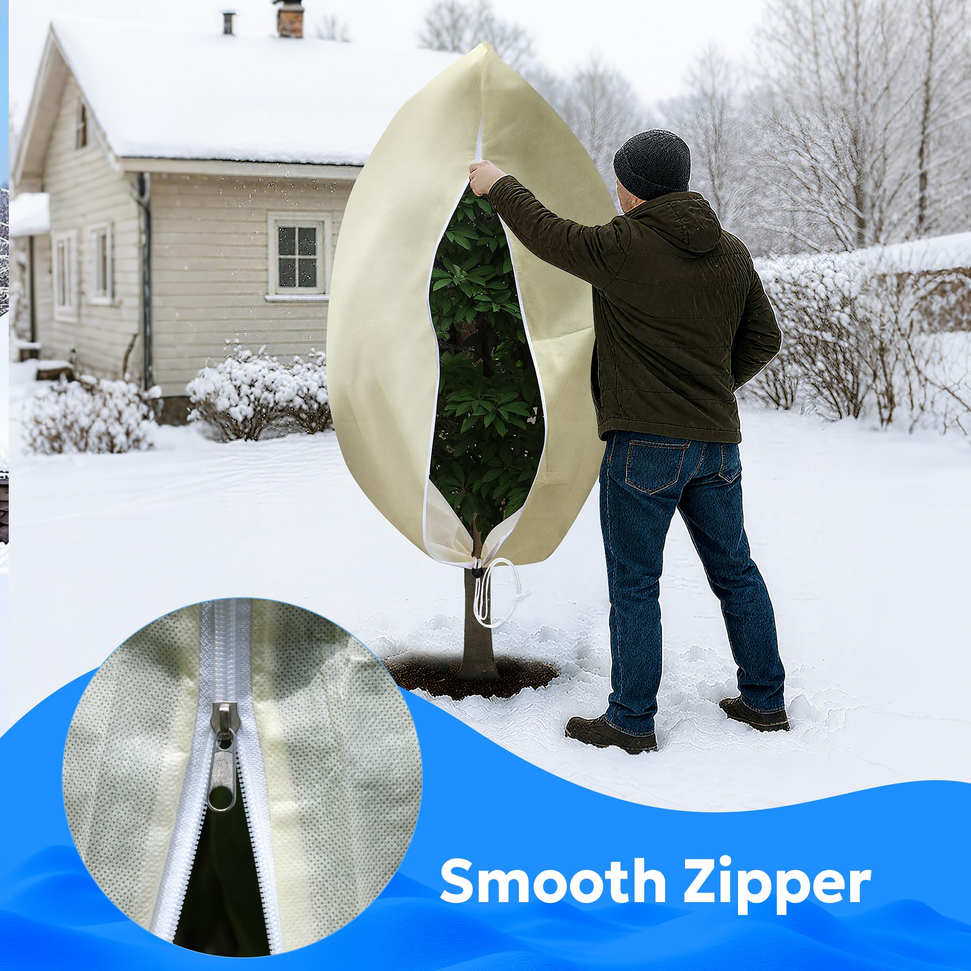 MIXC easy-to-use drawstring closure speeds covering plants before storms