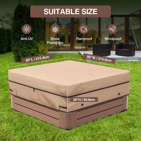 MIXC cover on square spa 84x84 with secure fit exterior