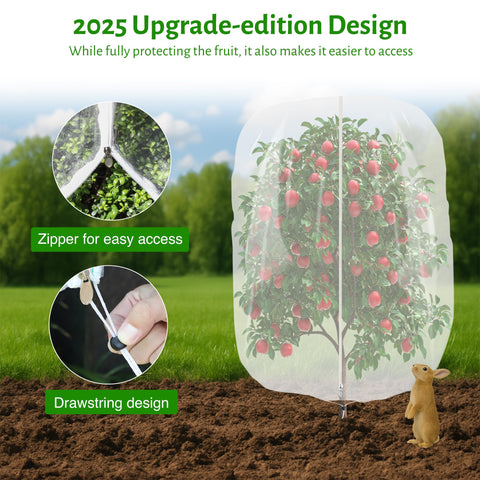 MIXC drawstring fruit tree netting securely shields berries from pests