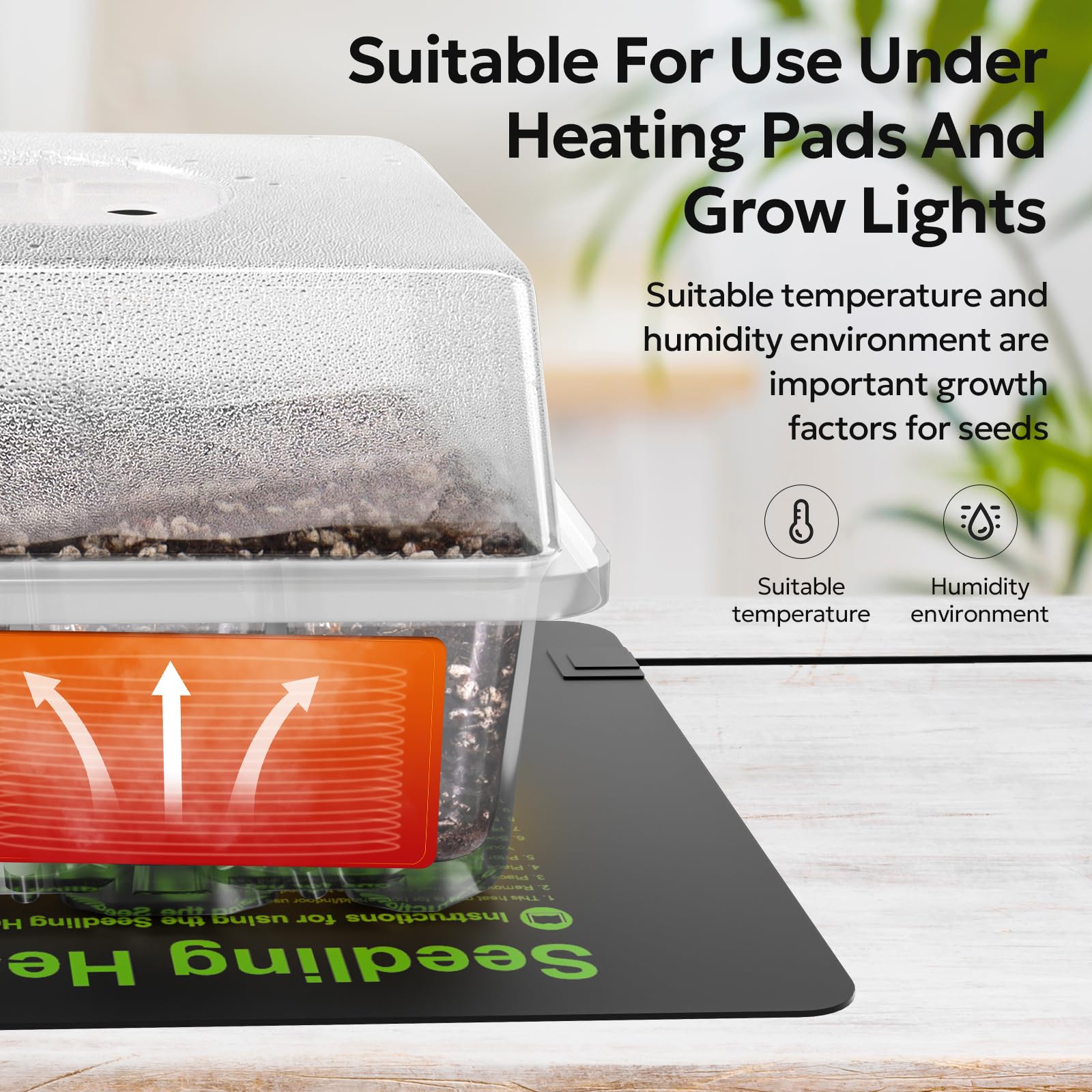 MIXC humidity-dome clear lid for steady moisture during germination.