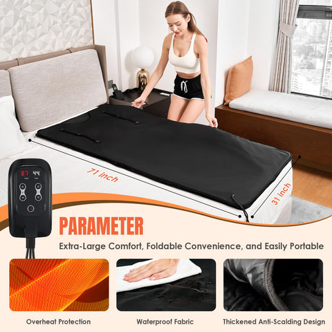 MIXC Infrared Sauna Blanket digital timer display emphasizes customizable session length.