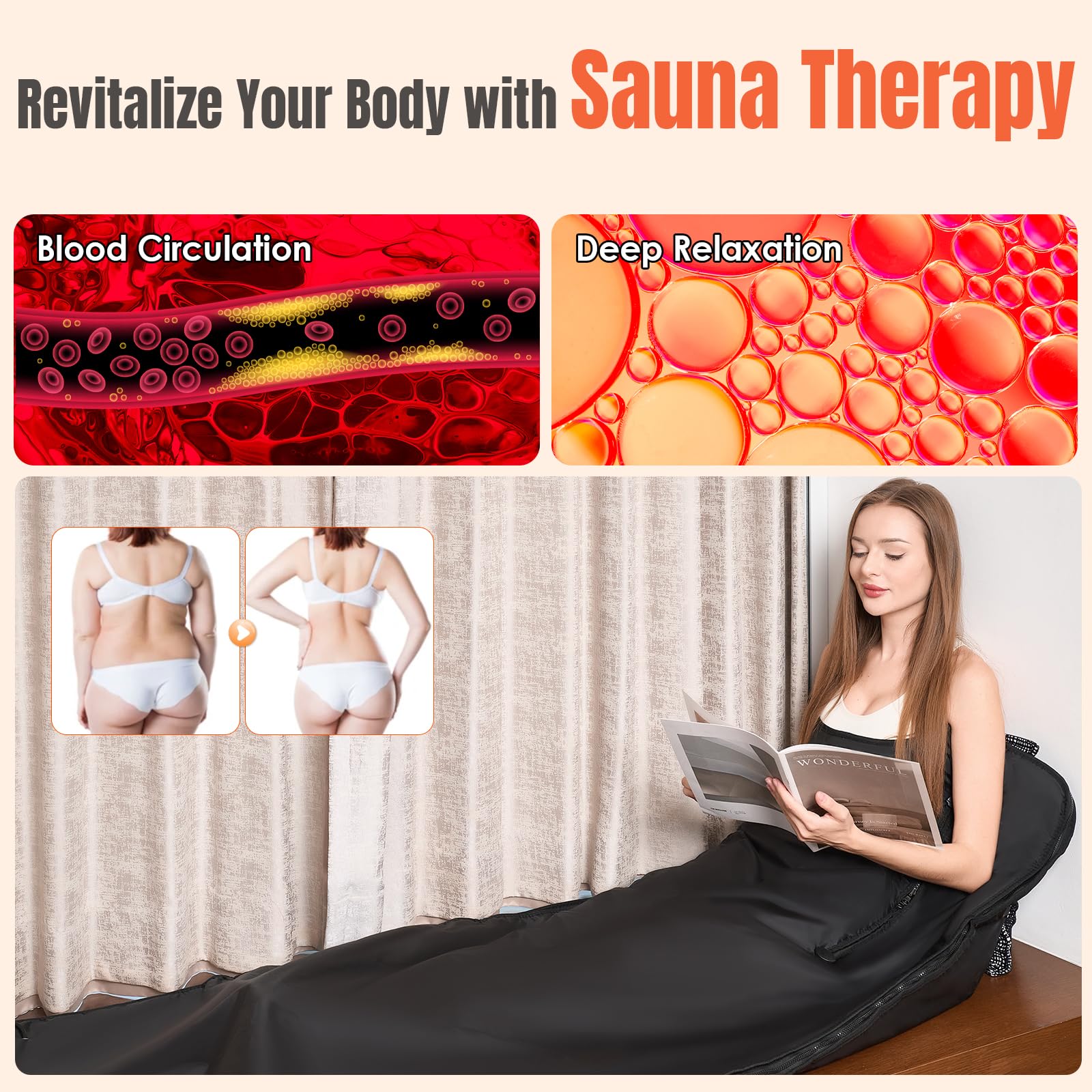 MIXC Infrared Sauna Blanket heat-wraps close-up shows durable, heat-retentive design.
