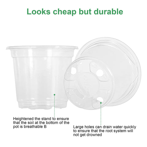 MIXC lightweight reusable plastic pots ideal for cuttings and seedlings.