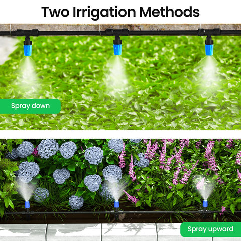 MIXC misting nozzle close-up showing even spray coverage for plants