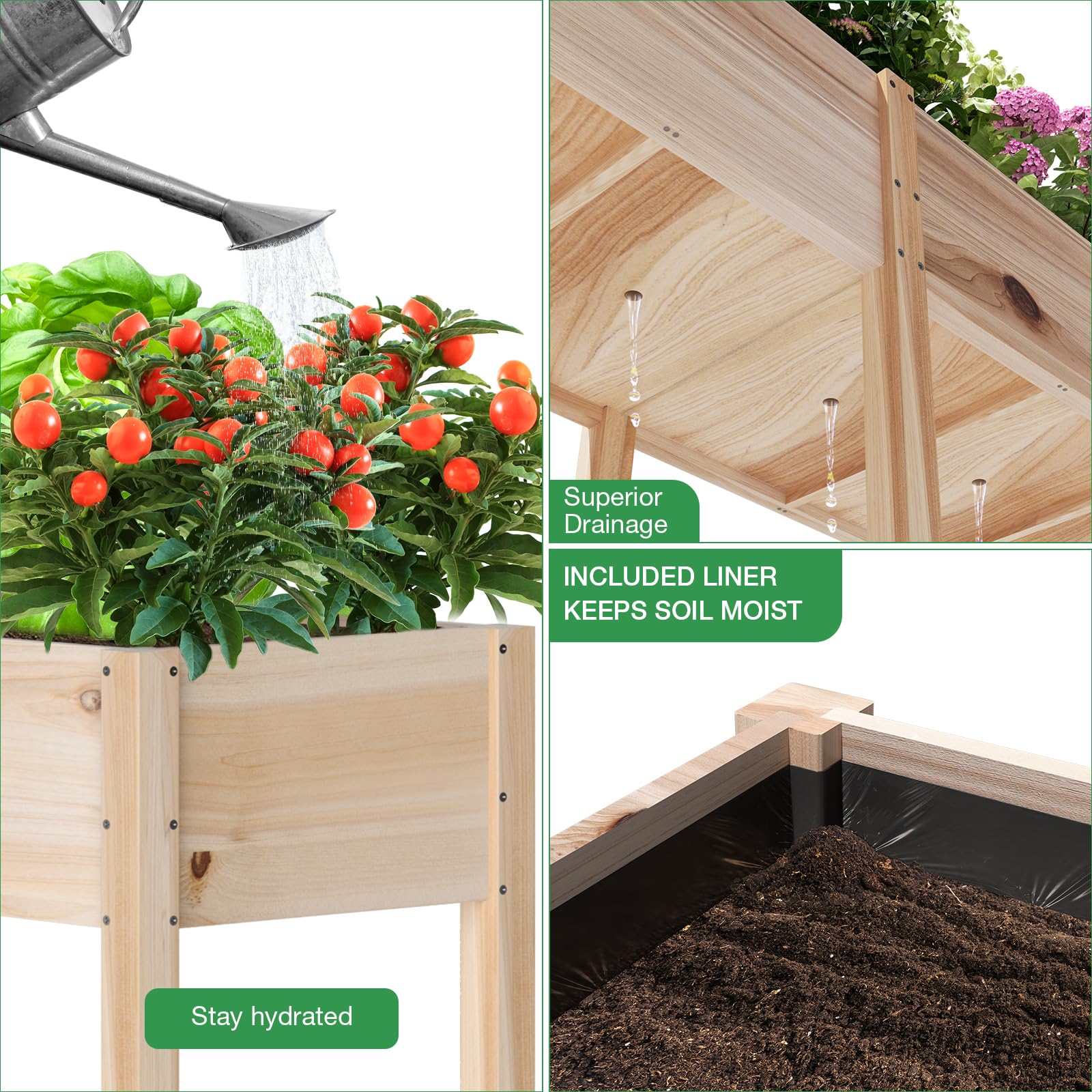 MIXC outdoor garden bed offers 300 lb capacity for versatile planting tasks.