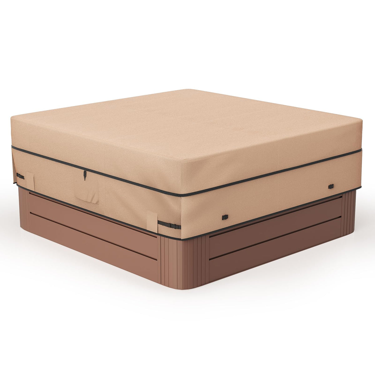 MIXC outdoor 600D square hot tub cover top view protects 85x85 from rain