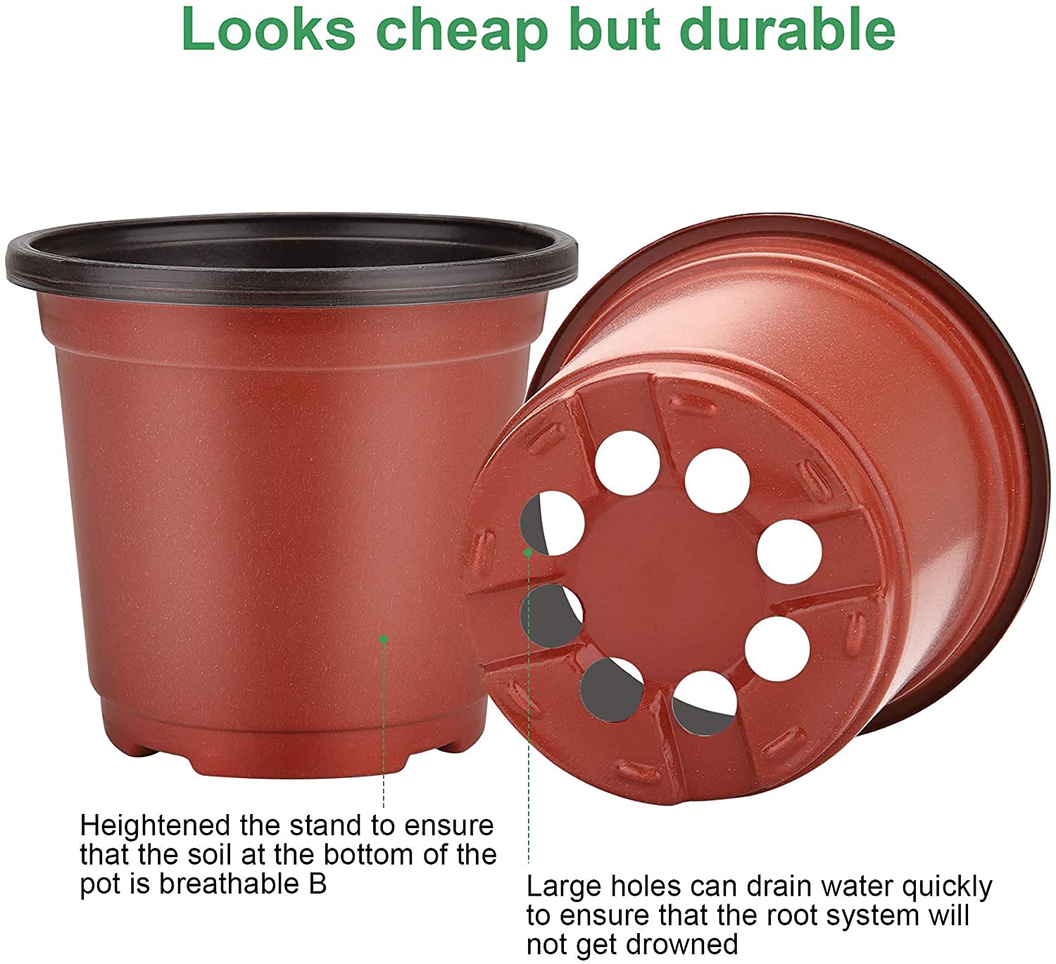 MIXC nursery pot bottom has eight drainage holes.