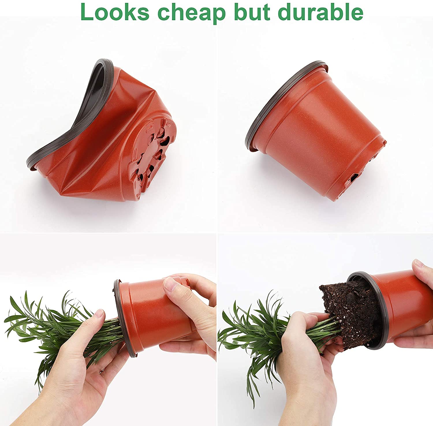 MIXC plant nursery pot top opening shows 3.7 inch diameter.