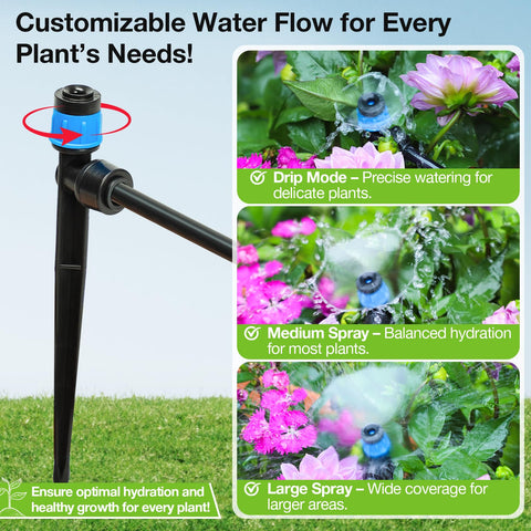 MIXC adjustable flow nozzles let you tailor irrigation to plant needs