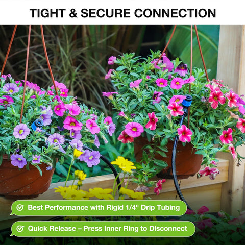 MIXC drip components fit standard tubing for flexible garden setups