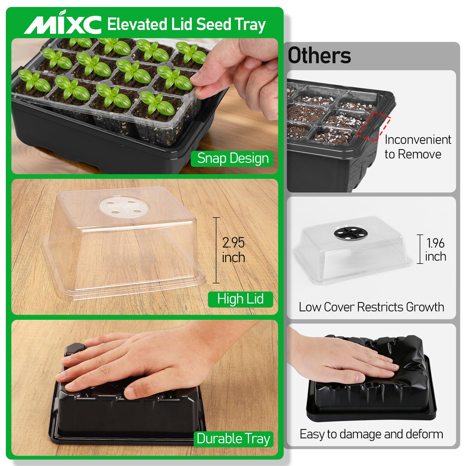 MIXC humidity dome adjustable vent controls moisture and airflow.