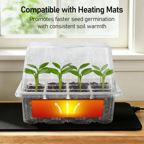 MIXC seed starter kit includes ten trays with domes and base trays