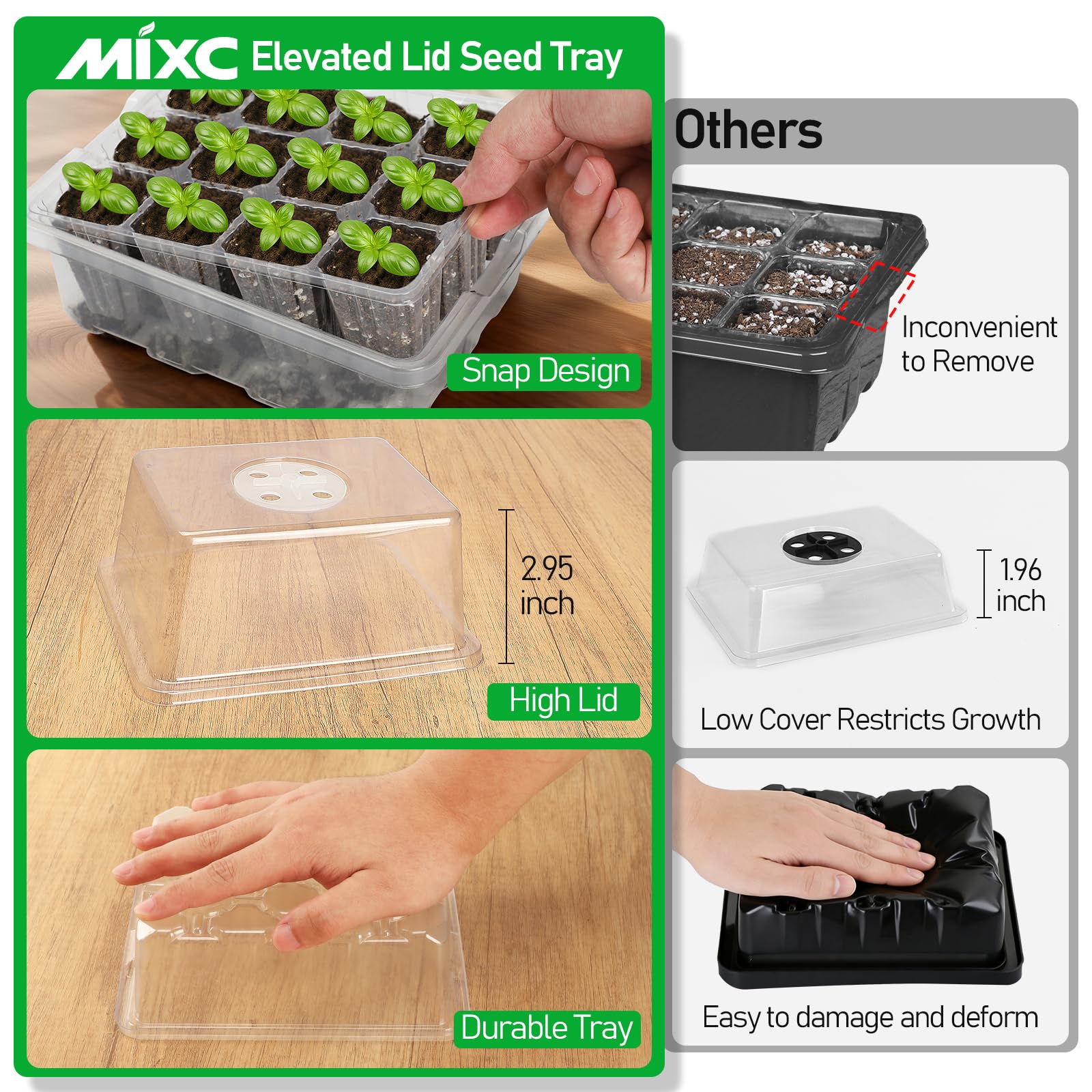 MIXC seed starter tray with adjustable ventilation for humidity control