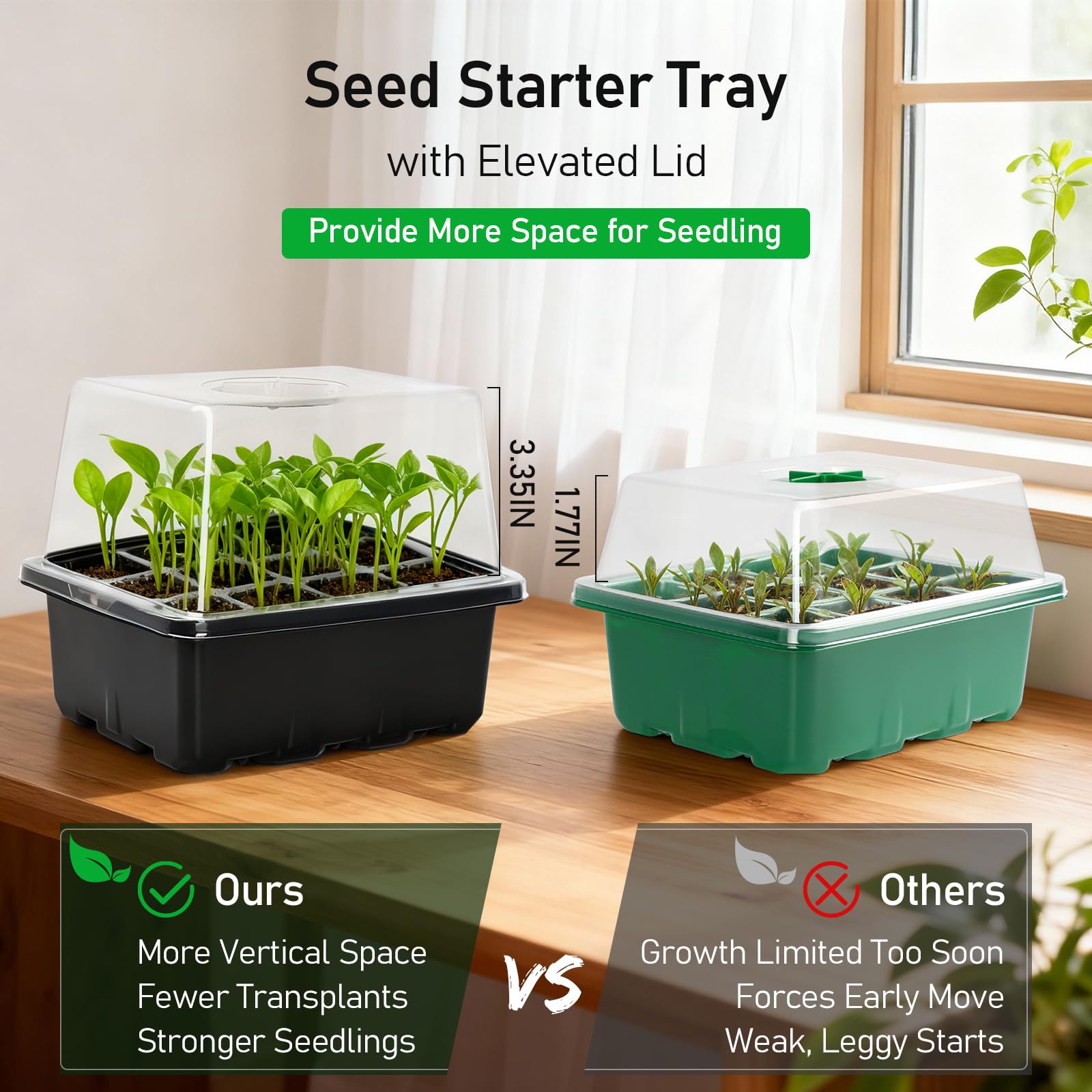 MIXC seed starter tray with clear plastic enables easy root observation.
