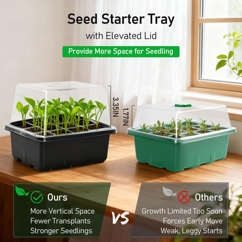 MIXC seed starter tray with clear plastic enables easy root observation.
