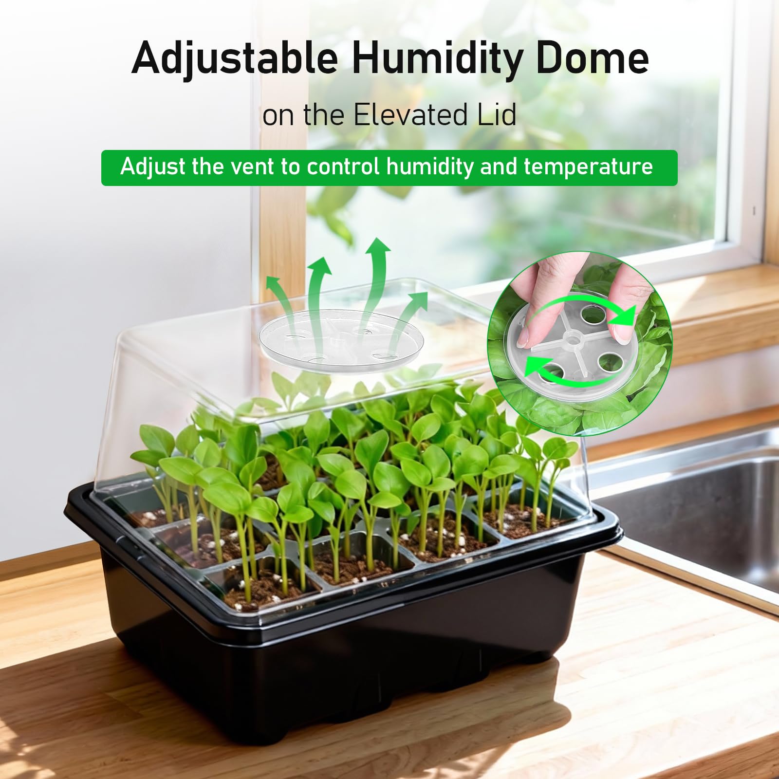 MIXC seed starter tray with drainage holes prevents overwatering and promotes air flow.