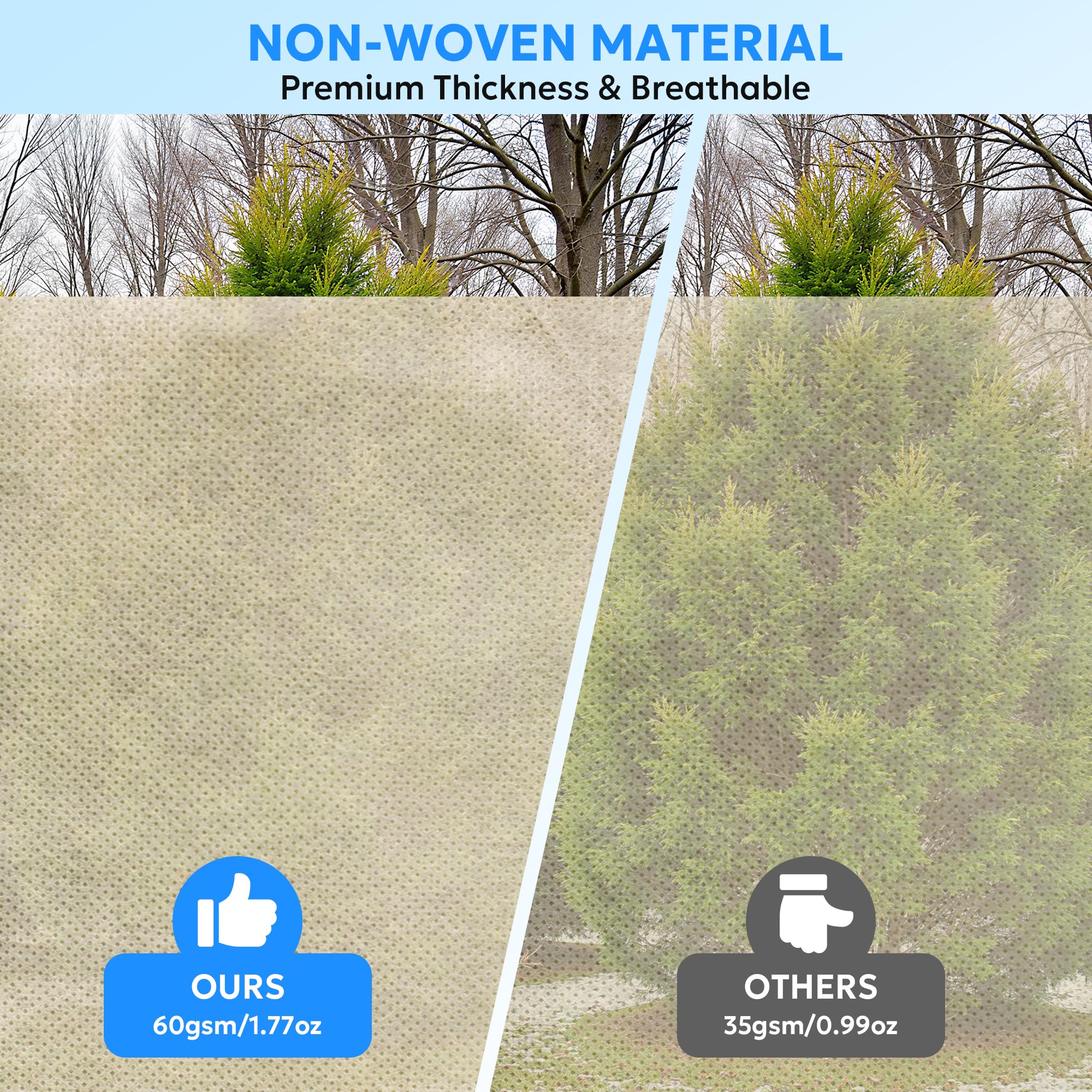 MIXC snow and hail barrier keeps shrubs protected during harsh winter weather