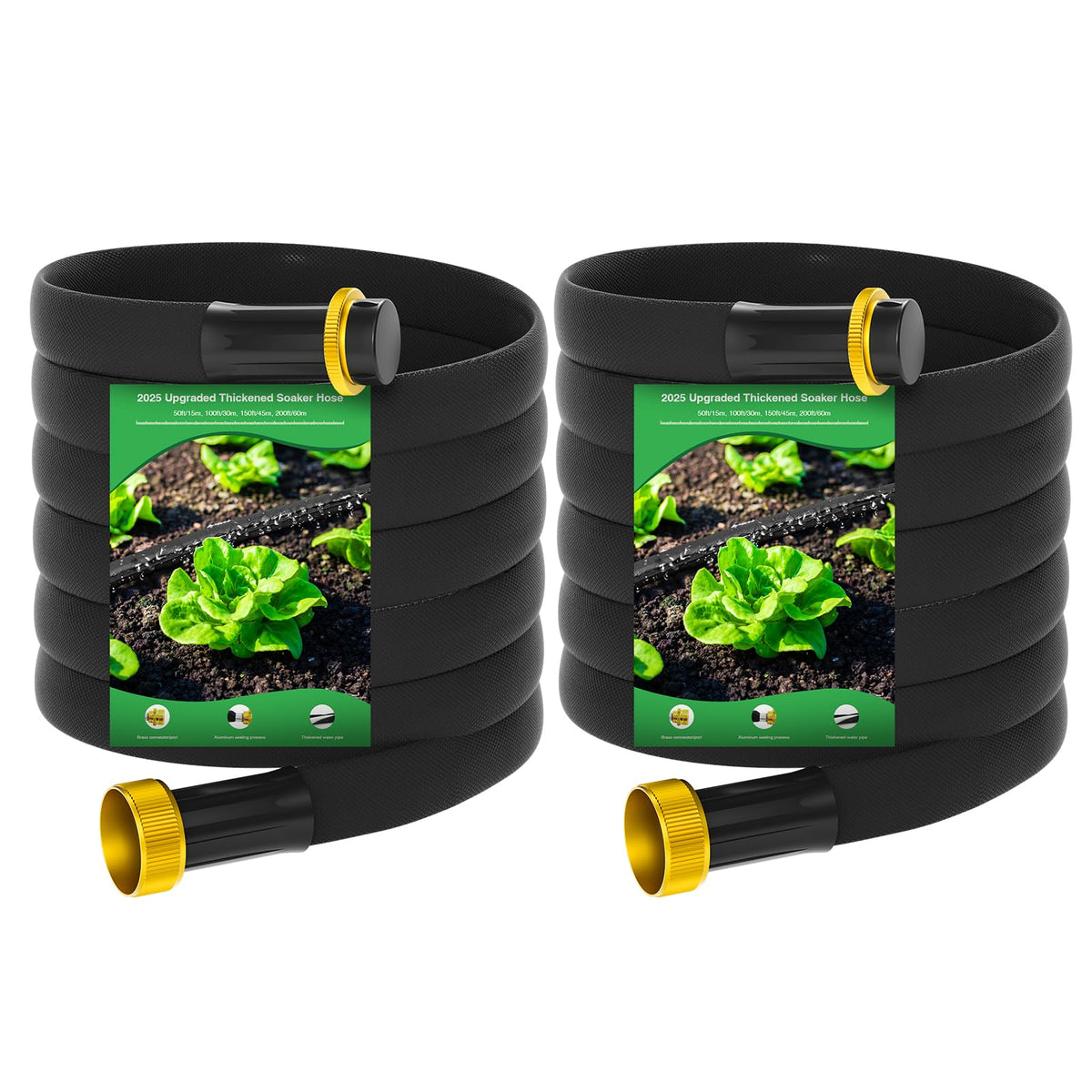 MIXC thickened soaker hose 100ft with copper joint for leak-free irrigation