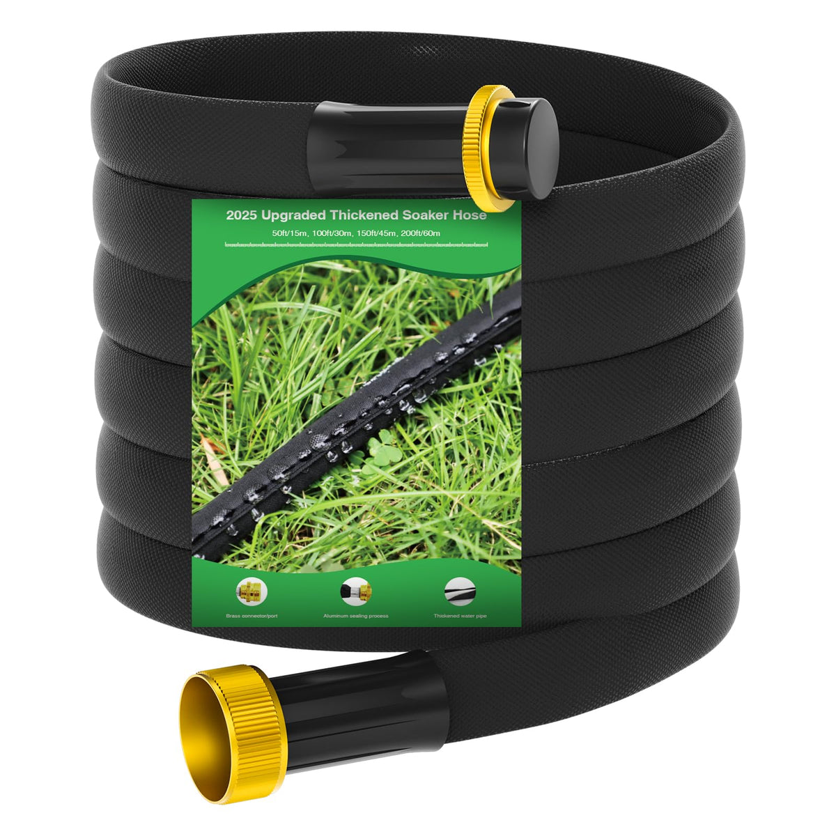 MIXC thickened flat soaker hose 50ft for durable watering with even distribution