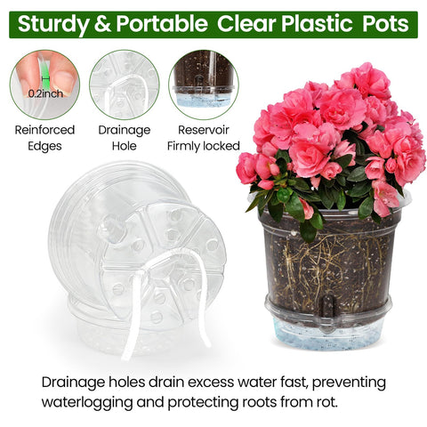 MIXC transparent base tray and wick system visualize soil moisture.