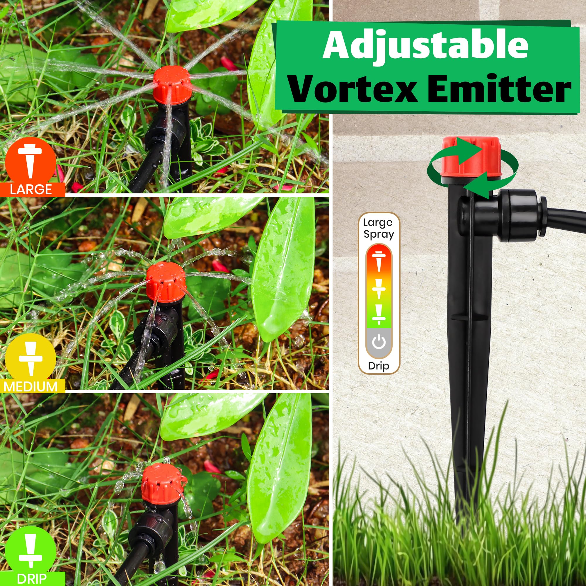 MIXC universal-fit emitter works with all 1/4-inch tubing types for a leak-free connection.