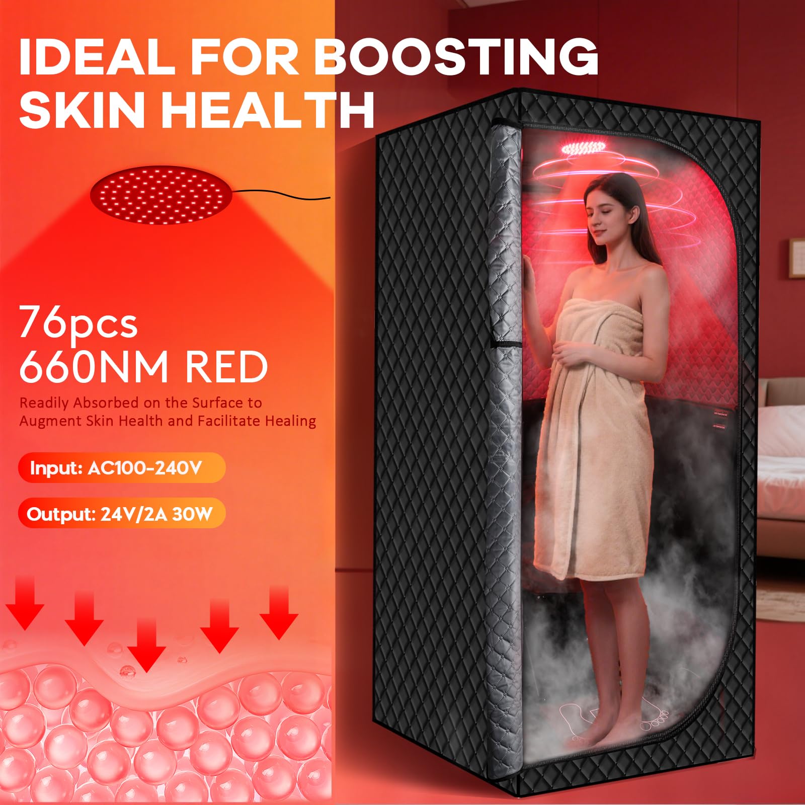 MIXC infrared sauna box folding chair in use improves stability during sessions.