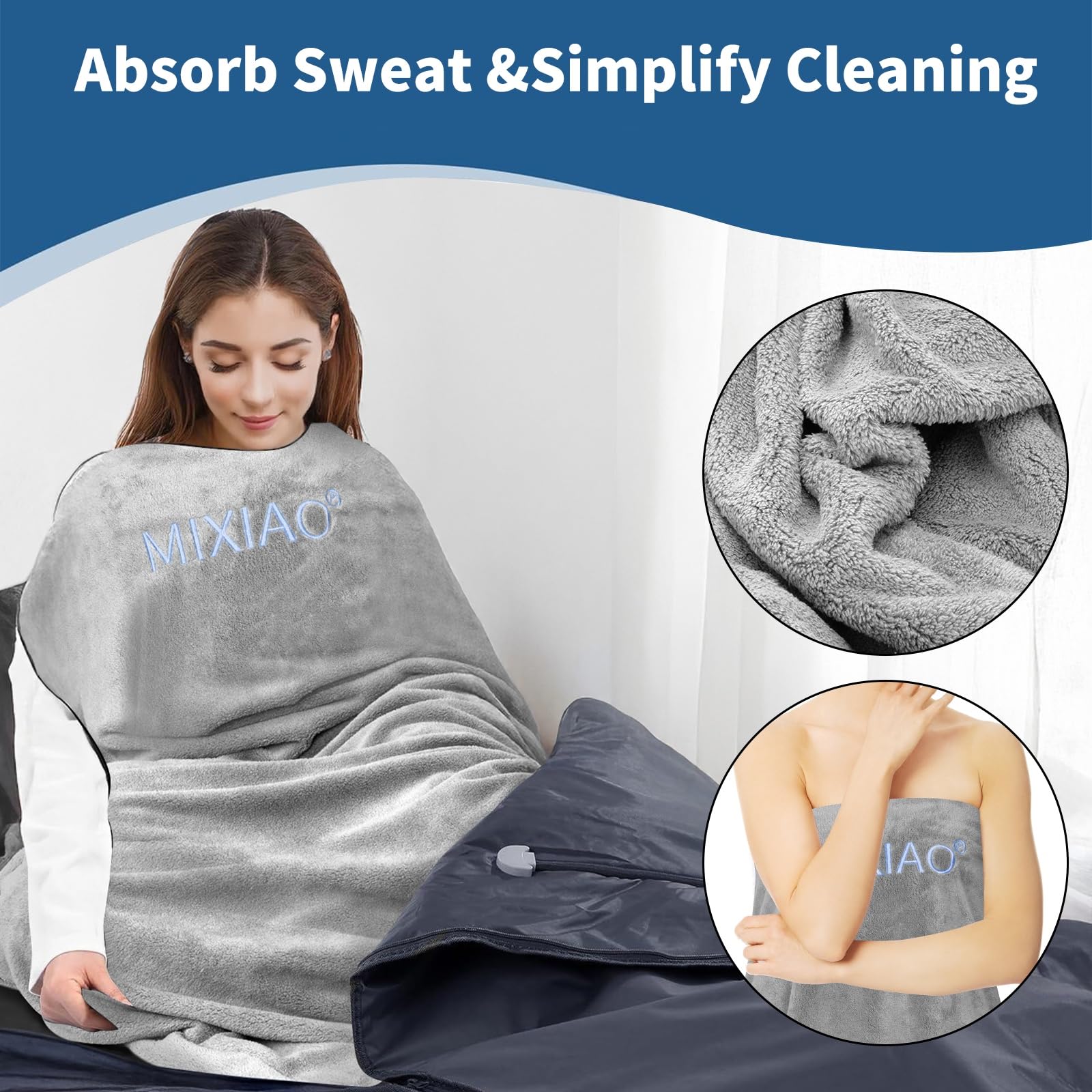MIXIAO machine-washable sauna towel ready for repeated use after sessions.