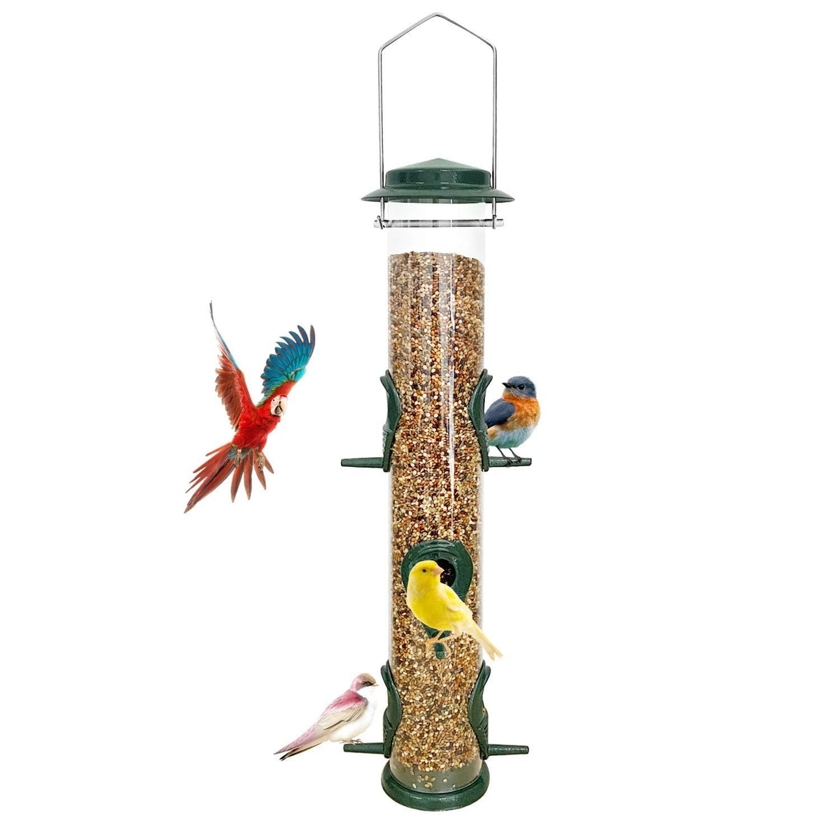 MIXXIDEA 1PK metal bird feeder with six ports for shared feeding