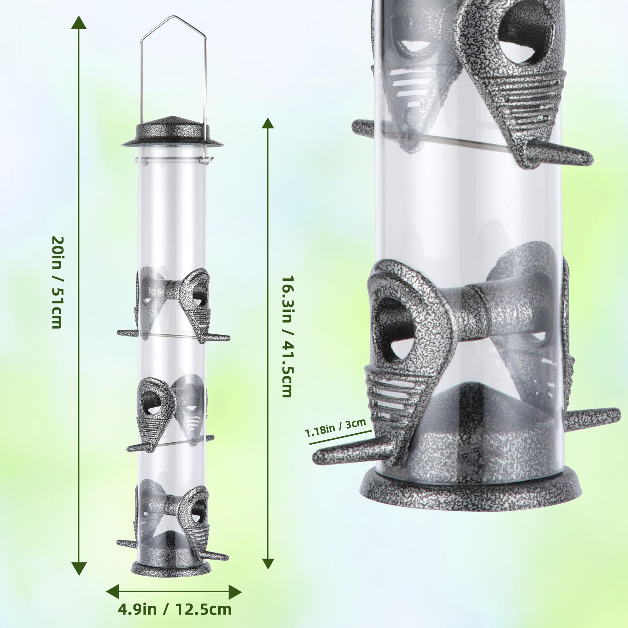 MIXXIDEA feeder showing six perches for multiple birds at once