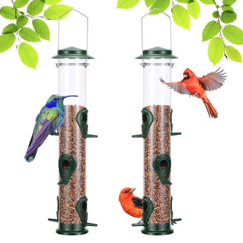 MIXXIDEA 2PK metal bird feeder side view, durable outdoor garden-ready.