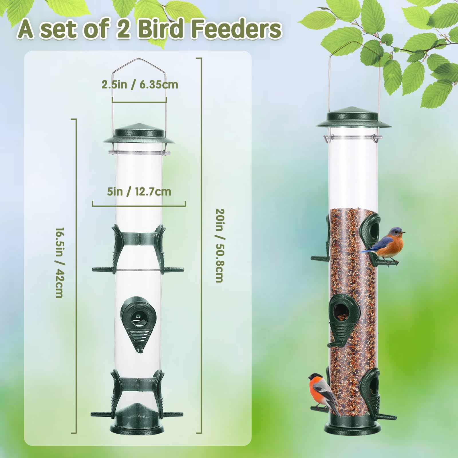 MIXXIDEA 2PK green feeder top lid open for easy refills.