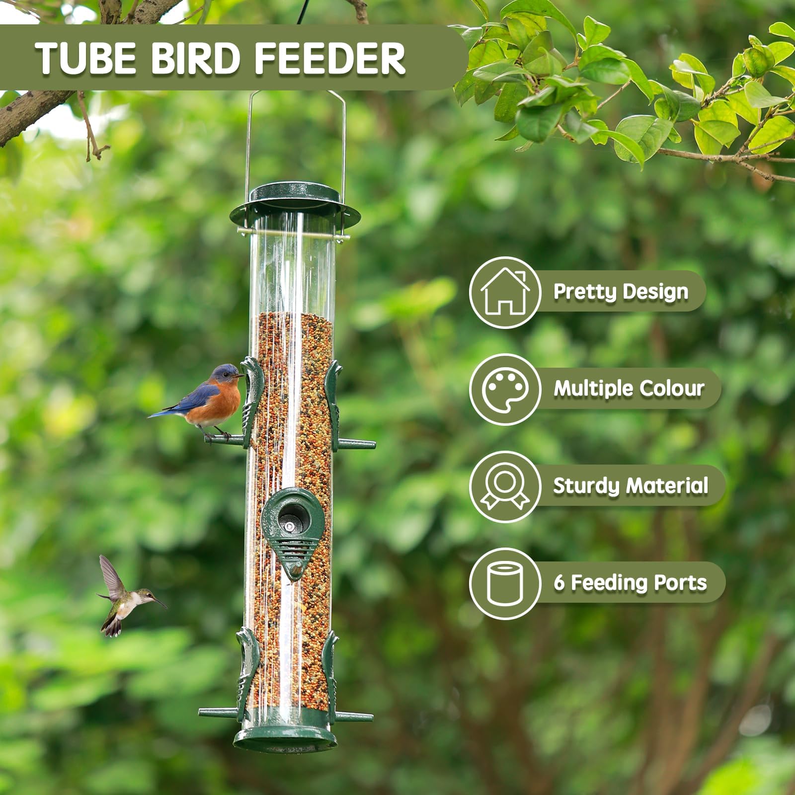MIXXIDEA 2PK green transparent tube for clear seed view.