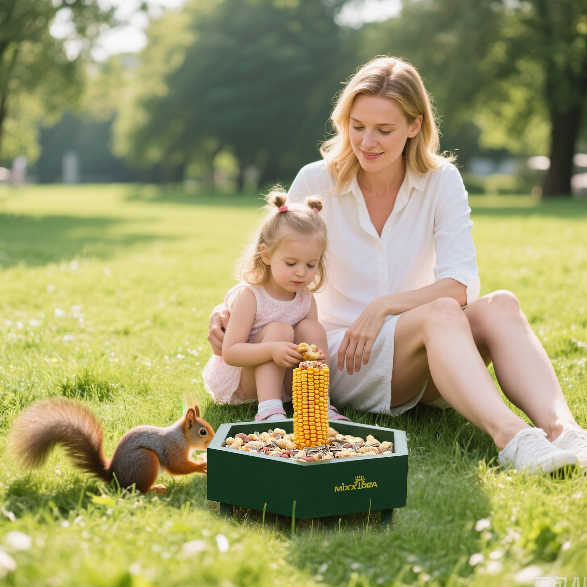 MIXXIDEA attracts birds and squirrels for lively garden activity.