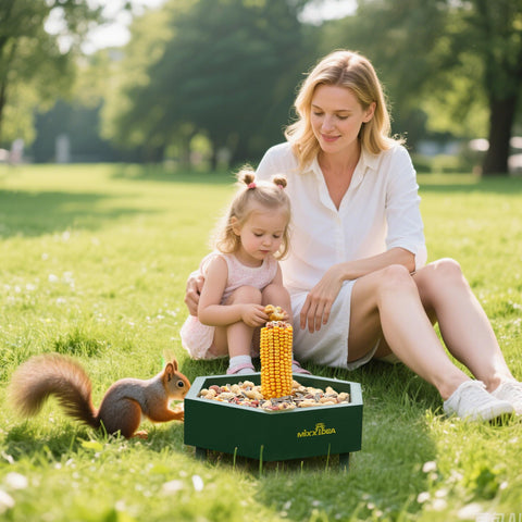 MIXXIDEA attracts birds and squirrels for lively garden activity.