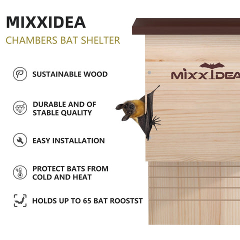MIXXIDEA cedar wood bat box construction supports durable outdoor shelter