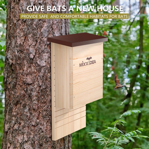 MIXXIDEA bat box easy to install on walls or trees