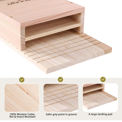 MIXXIDEA outdoor bat house measures 11x3.5x15 inches