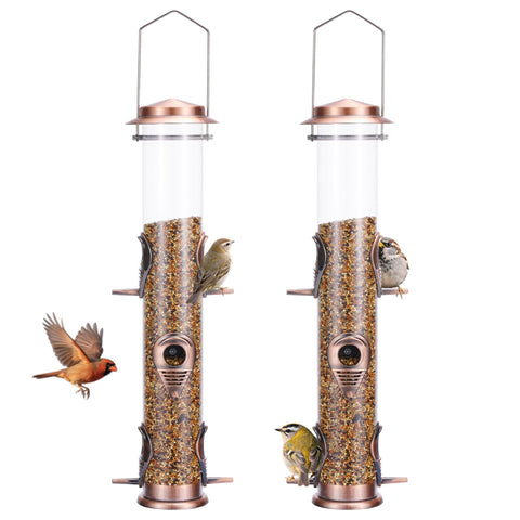 MIXXIDEA bird feeder with six ports for multiple birds in action