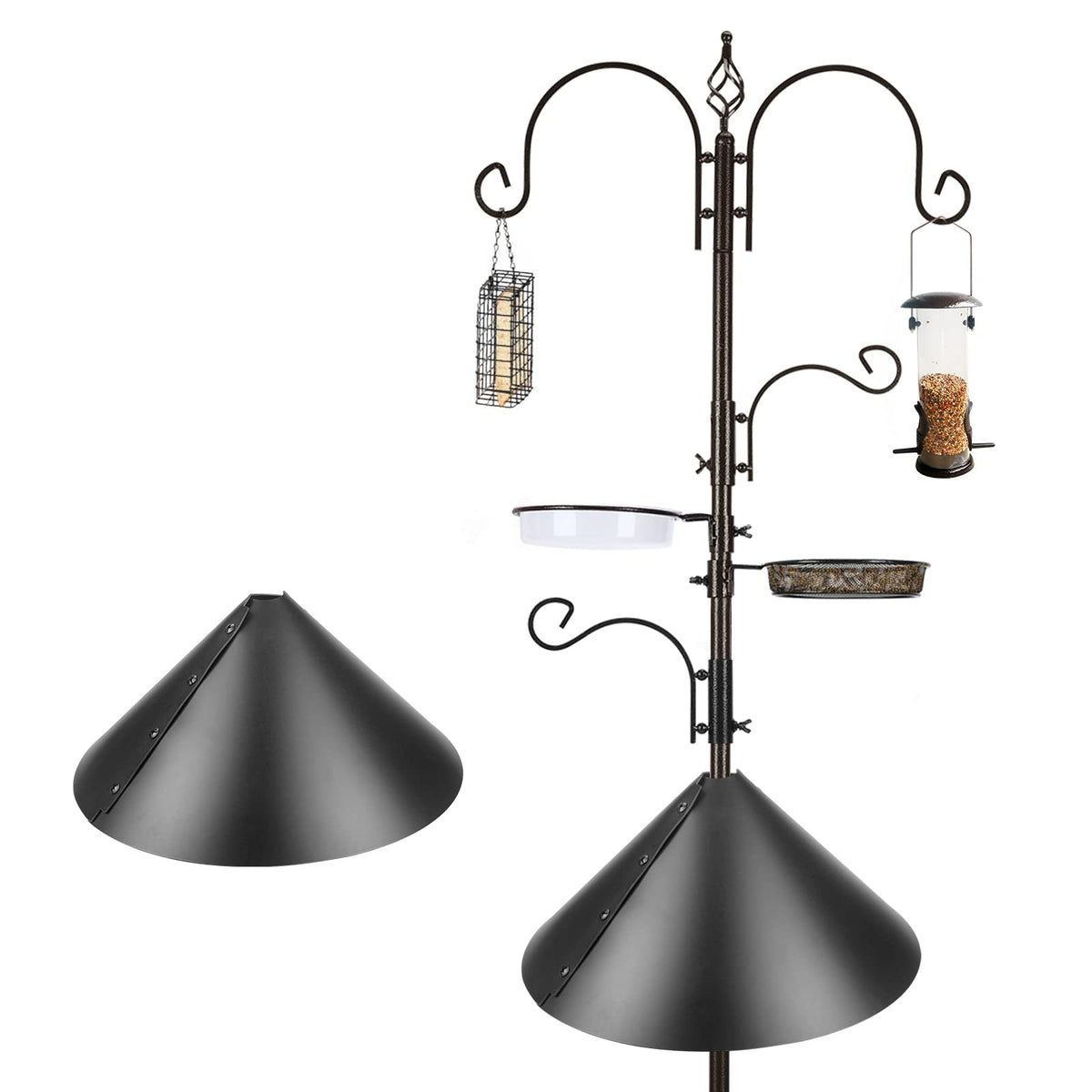 MIXXIDEA bird feeder pole with squirrel baffle deters intruders while inviting birds.